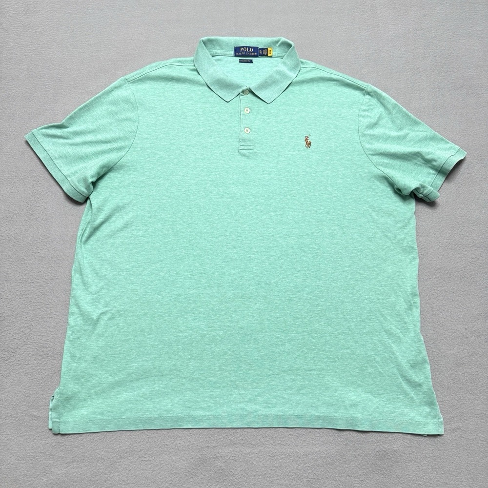 Polo Ralph Lauren Shirt Mens XL Green Classic Fit Jersey Knit Preppy Casual Pony